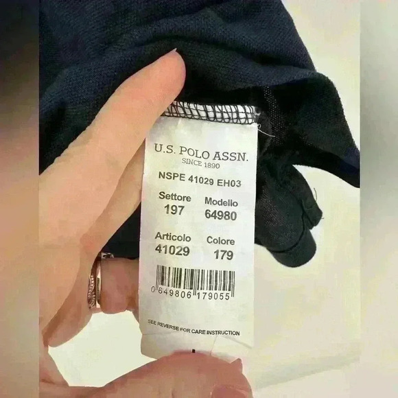 US Polo ASSN Navy Blue/ Orange Short Sleeve Polo Shirt Pony Cotton‎ Casual - Picture 8 of 8